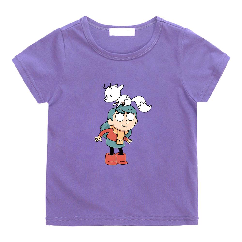 Hilda and Twig Play Together Anime Print Tshirt Cute Girls Boys Kawaii Children Tops Summer Creative Trends Tees Cotton Clothes