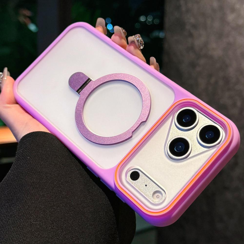Matte Hard Bumper Magnetic For Magsafe Frosted Case For iPhone 17 15 16 Pro Max 11 12 13 14 Plus Ring Bracket Stand Holder Cover