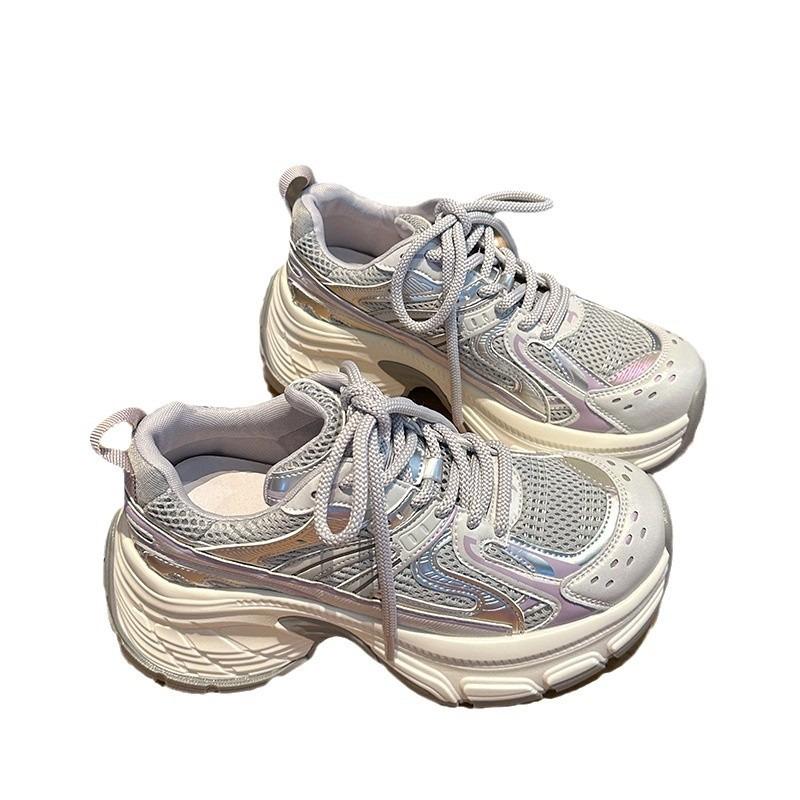 Женские кроссовки на высокой подошве, новые, жареные, уличные, ретро, дышащая сетка, легкие, повседневные, спортивные, модные