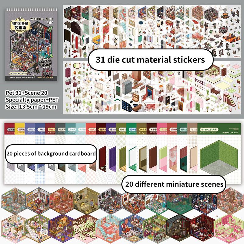 DIY 3D Stickers Landscape Stickers Collection Book Album Cartoon Scene Christmas Toy Game Festival Birthday Gift For Kid Child