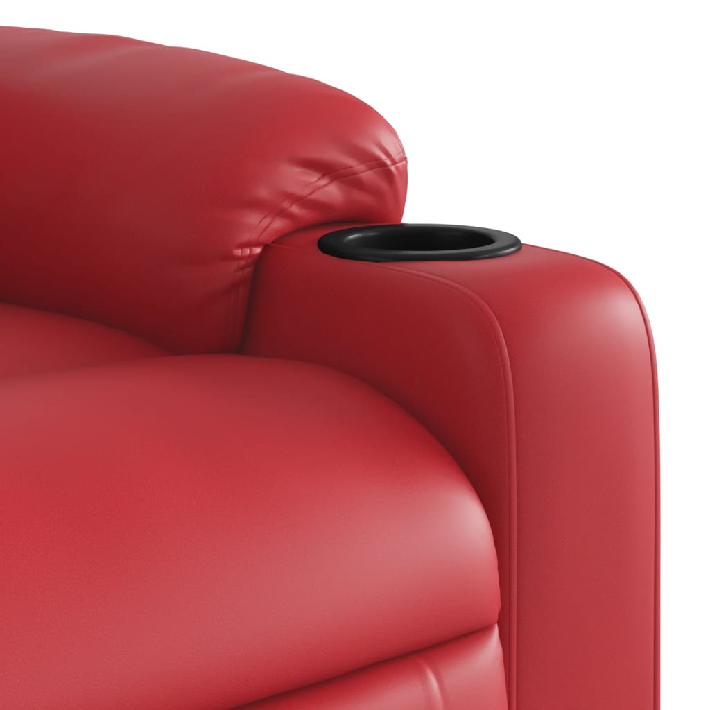 Electric Recliner Chair Red Faux Leather
