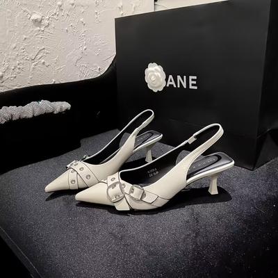 Aphixta Новые летние сандалии на шпильке с пряжками и заклепками, с острым носком, женские сандалии с задним ремешком, туфли с острым носком, большой размер 42