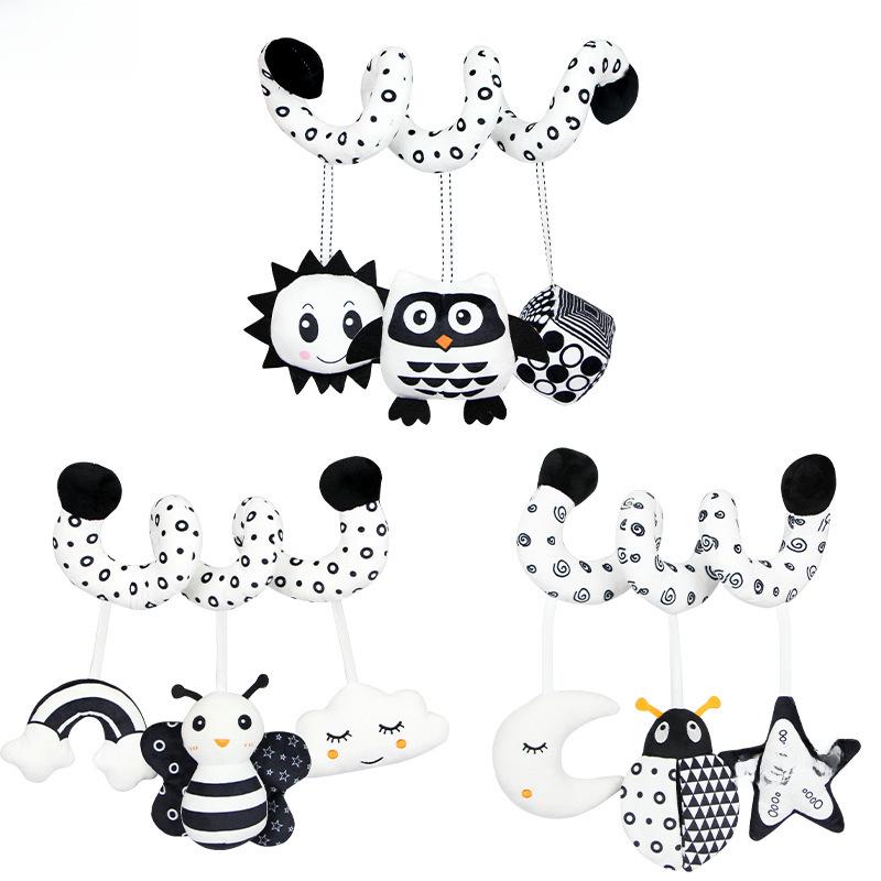 Подвесная игрушка для кроватки и коляски Aipinqi Black & White Animal с колокольчиком