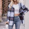 Женская модная клетчатая рубашка с длинным рукавом на пуговицах, с капюшоном, карманом и кулиской, повседневная куртка-рубашка