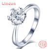 Lindon Women Classic 925 Sterling Silver Moissanite Ring Ladies Jewelry Wedding Promise Party Gift