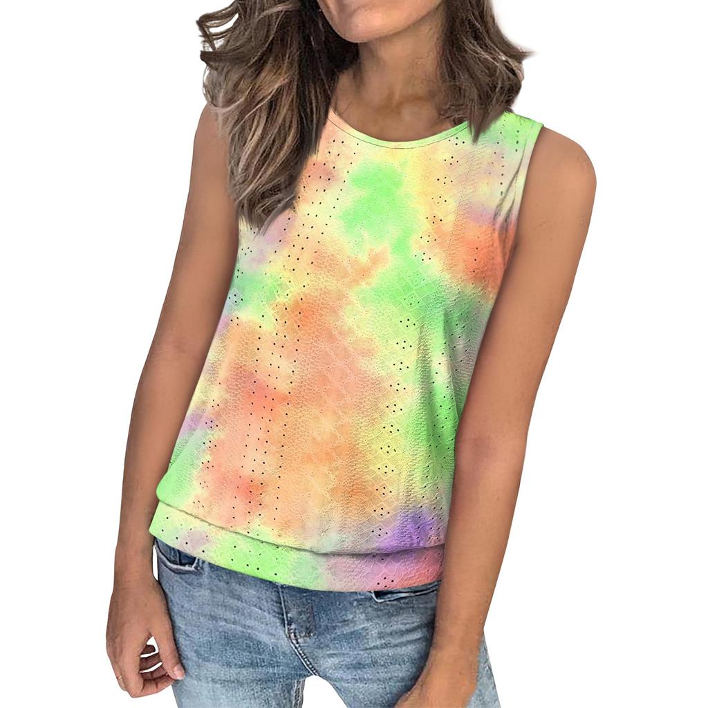 Women's Loose Fashion Casual Print Crew-neck Sleeveless Summer Vest