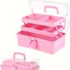 3-Tier Adjustable Folding Craft Organizer Box - Durable Plastic Storage with Transparent Lid for Art Supplies, Tools, Medications, Sewing & Paintings