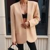 Womens V-Neck Long Sleeve Blazer Solid Color Loose Fit Fashion Outerwear Winter