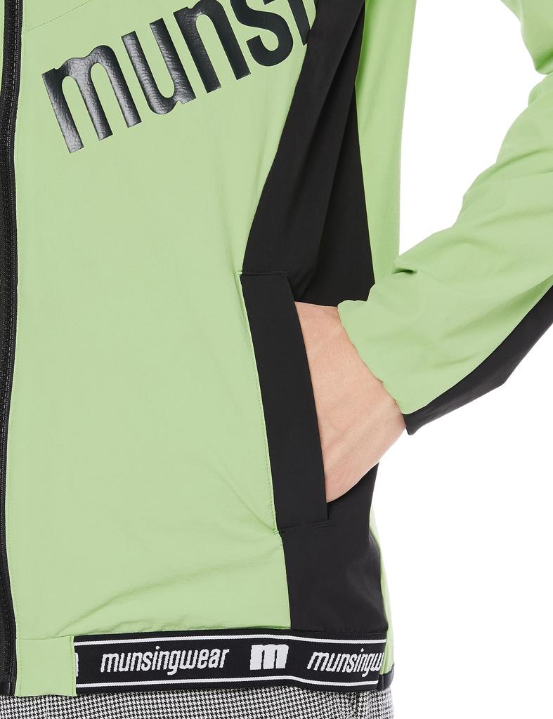 Munsingwear MEMWJK01 Блузон Большой Нейлон Тренировочный LM00 Размер LL Мужской На молнии [ENVOY] Водоотталкивающий, Эластичный, Логотип, Материал, Гольф, (Лайм),