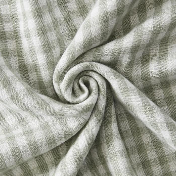 Taie d'oreiller gaze coton Vichy 60 x 60 cm eucalyptus