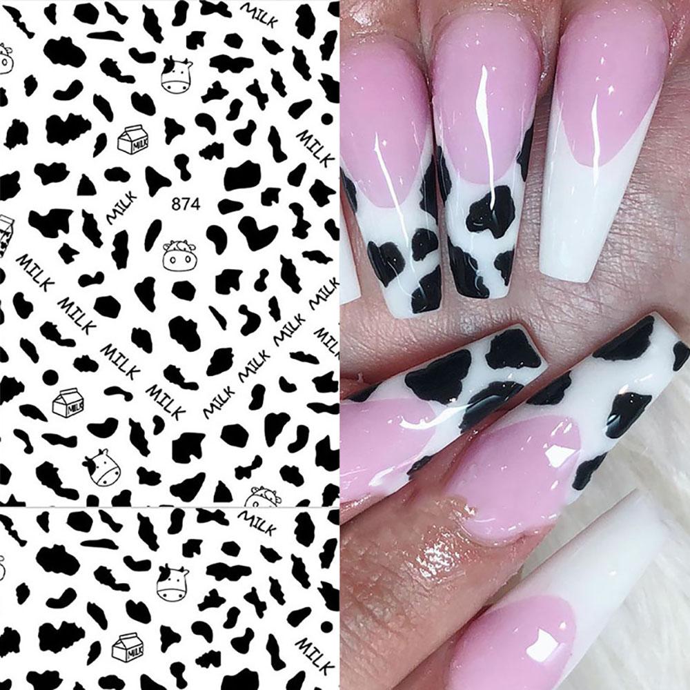 Дизайн Корова Маникюр DIY Nail Art Наклейка для ногтей с принтом коровы самоклеящаяся наклейка 3D неправильные пятна