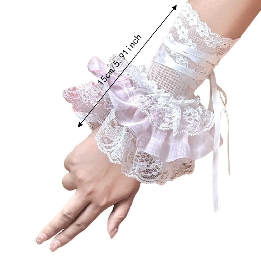 Ruffled Lace Lace Arm Sleeves Elastic Band Fake Sleeves Elegant Mittens Anime Costume