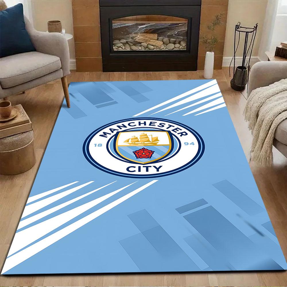 Manchester City FC Logo Rug Patterned carpet, non slip mat suitable for living room and bedroom sofas