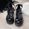 Fashion Butterfly-knot Platform Pumps Shoes Women Punk Thick Bottom Chunky Heel Mary Janes British Style Uniform School Shoes Girls