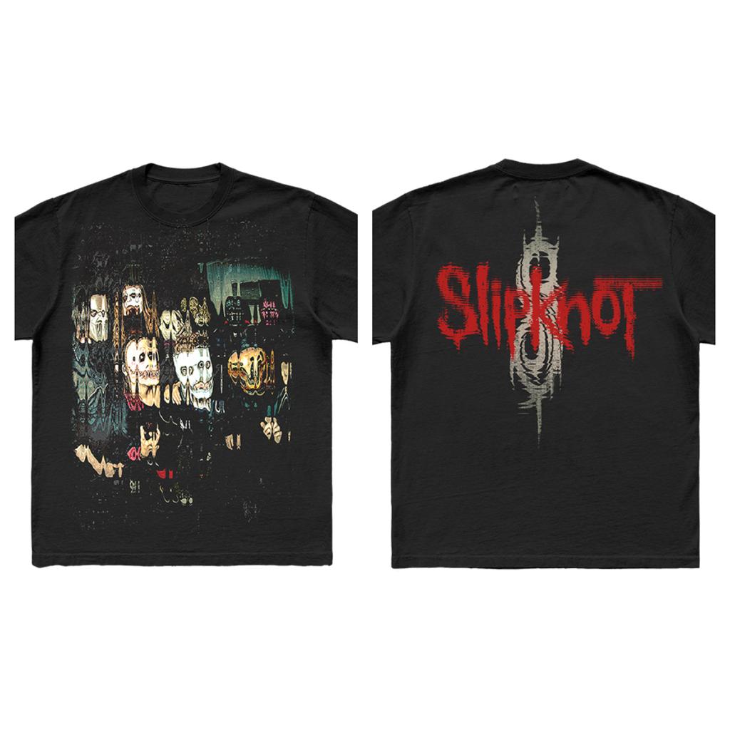 Slipknot Iowa Album Vintage Band Photo Double-Sided T-Shirt, Unisex Nu-Metal Fan Streetwear Tee, 100% Cotton Casual Short Sleeve Top