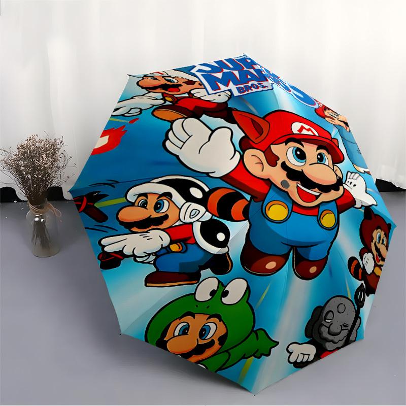 1 шт. Марио Брос. Автоматический складной зонт Super Mario, Автоматический складной зонт с 8 спицами, Удобен для использования на улице 058