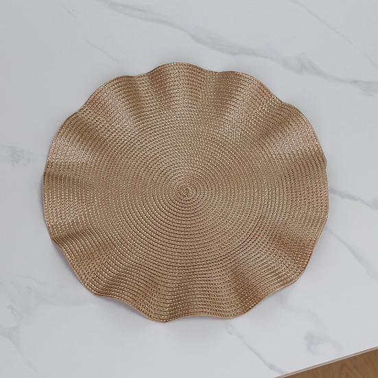 6 шт./компл. круглых салфеток под приборы, набор, плетеный дизайн, моющийся нескользящий обеденный коврик, гофрированный край, термостойкий коврик для стола