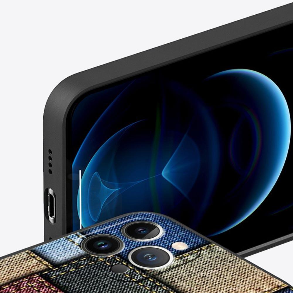 Чехол-обложка для телефона с кожаным рисунком ткани для iPhone 17 16 15 14 13 12 11 Pro Max 17 Air Plus Ударопрочный Мягкий ТПУ Корпус Fundas Сумки