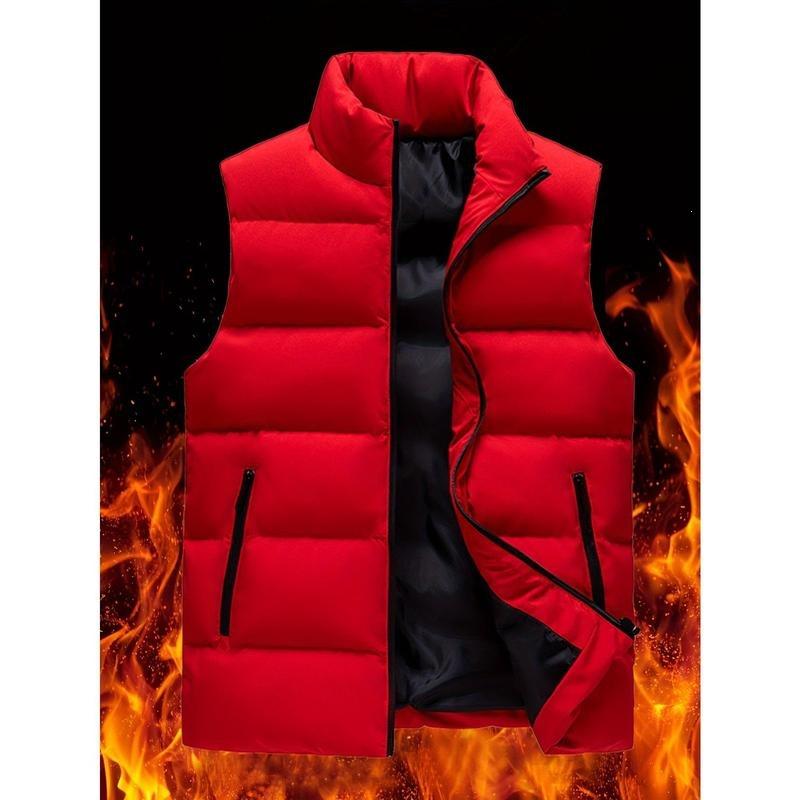Men's Cotton Vest, Slim Fit, Standing Collar, Piled and Thickened