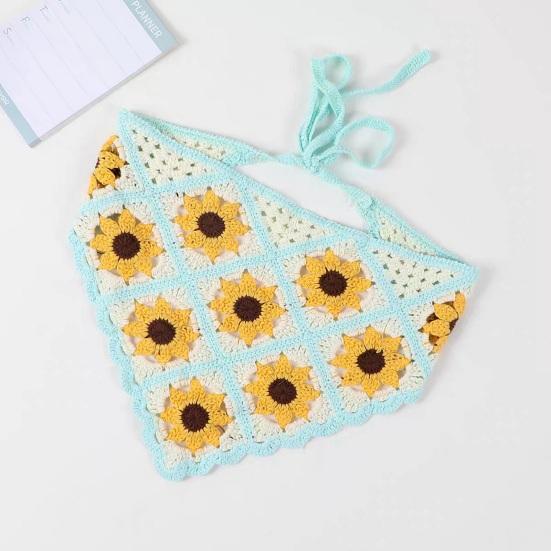 Готический вязаный крючком головной платок с цветочным узором на шнуровке, дышащий эластичный головной убор с растительным узором, аксессуары для волос