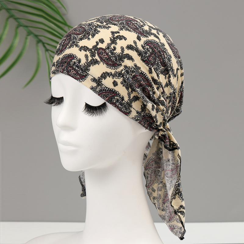 Hat Female Triangle Scarf Pirate Hat Headscarf Hat Head Cap Chemotherapy Cap Casual Printing Dust Hat Ethnic Hat
