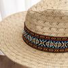 Bohemian Jazz Fedora - соломенная панама в этническом стиле, идеальная для пляжа и приключений на природе, нейтральная, плетеная, летняя рабочая шляпа