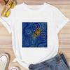 ZX TEE Футболки для девочек с принтом Ван Гога, уличная мода, Харадзюку, белая одежда, с коротким рукавом, летние футболки, повседневные женские топы с круглым вырезом