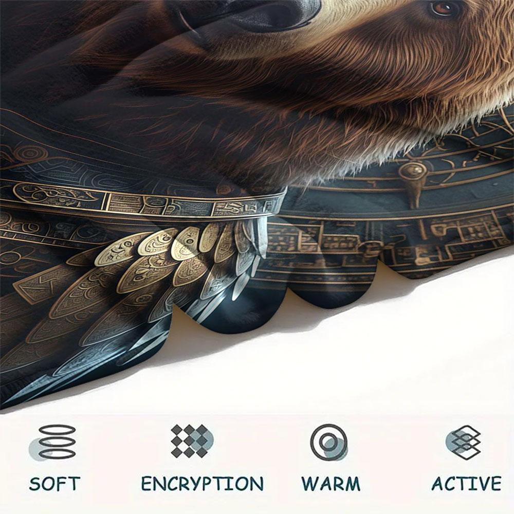 1Pc Armoredanimals Print Flannel Blanket, High quality Comfortable for All Seasons, Home Decor, Warmth and Comfort, Perfect for Christmas Gifts