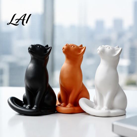 Durable Resin Sculpture Gift Modern Minimalist Cat Figurine Abstract Statue Ornament Artistic Handcrafted Matte Craft Animal for Home Living