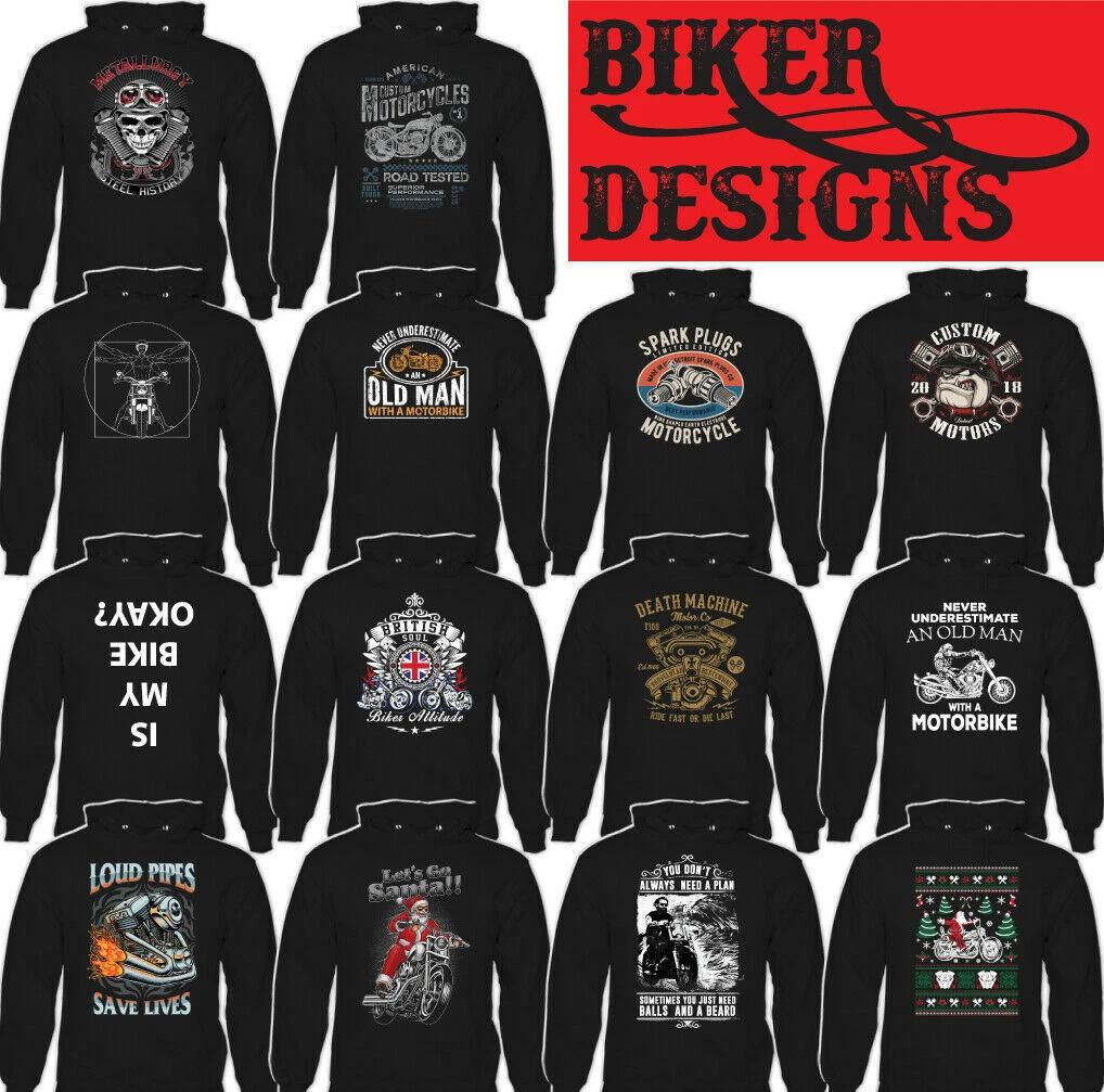BIKERHoodie Motorbike Motorcycle Cafe Racer Chopper Bike Mens Funny Skull Top