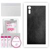 apgo Protective Skin Sticker for the Back Compatible with Sony Xperia XZ, Wrap Film, Foil, Vinyl - Pattern Black Leather