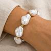 Exaggerated Baroque Imitation Pearl Beaded Bracelet for Women Vintage Gold Plated Opening Cuff Bangle Stackable Bracelet Jewelry