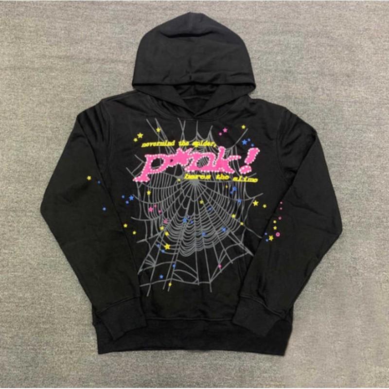 Spider Web Print Hoodie Unisex Loose Fit Streetwear Casual Pullover