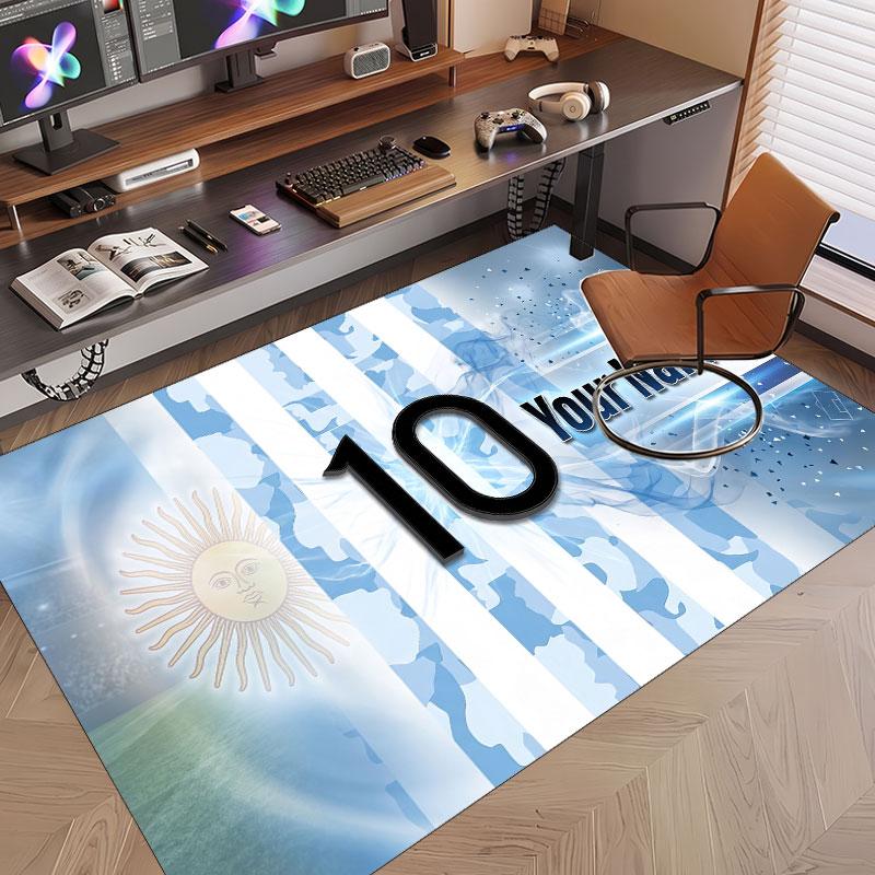 Custom Rug Lionel Messi Pattern Print Name Text Soft Non‑Slip Floor Carpet for Home Indoor Decoration