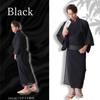 Yukata EMU Set Obi Yukata Navy Shijira Weave Cotton [Sweet Mummy] Men's Men's 3-piece One-Touch Men's [Black/L]