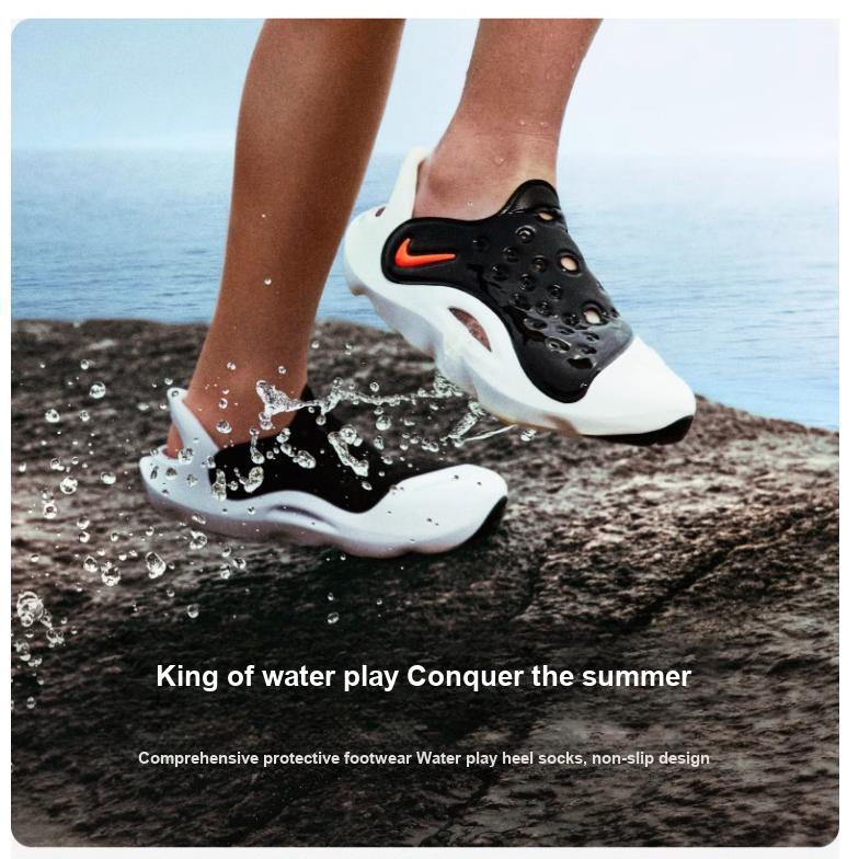 Nike Детские кроссовки Aqua Swoosh Sandal GS Black Hyper Orange Green-Strike White FV6363-001
