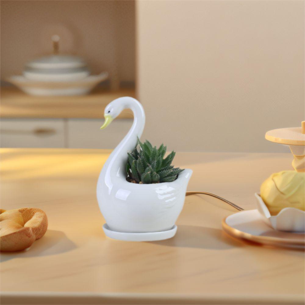 Creative White Swan Flower Pot Personalized Animal Vase Hydroponic Flower Holder  Birthday