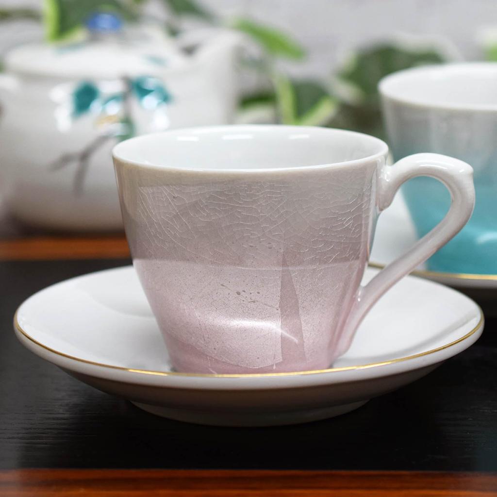 Набор парных кофейных чашек и блюдец Kutani, серебряный цвет, стильная керамическая посуда бренда