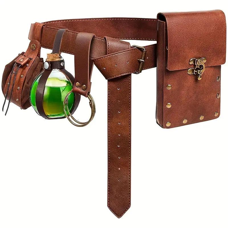 Steampunk Leather Phone Bag - Medieval Belt Accessory for Renaissance Cosplay