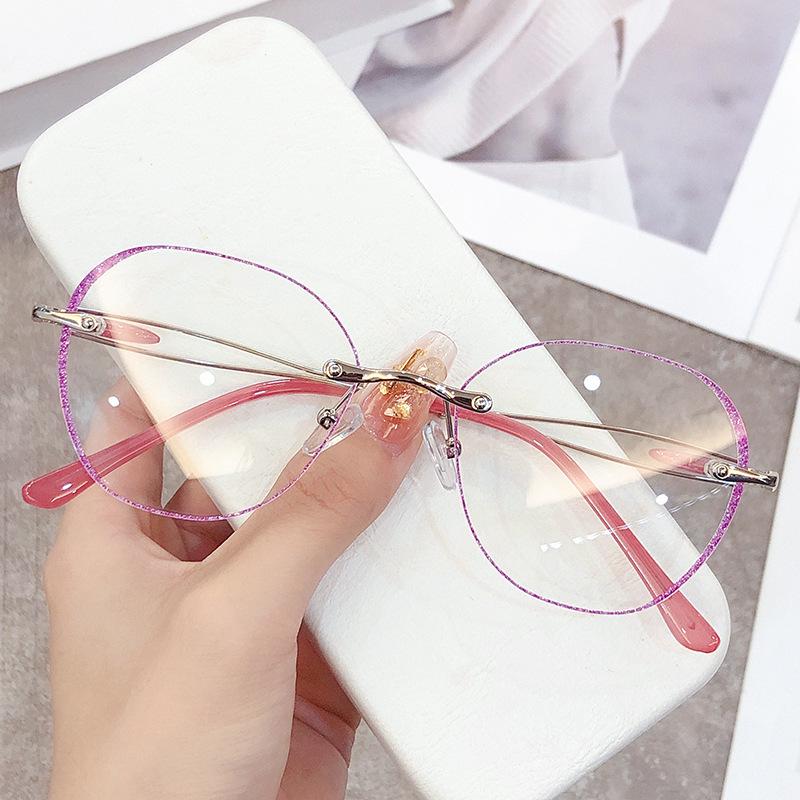 "Diamond-Cut Edge Anti-Blue Light Frameless Reading Glasses for Women - Glitter Powder Style"