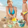 11Pcs/Set Kids Beach Sand Toy with Foldable Bucket Fork Shovel Watering Can Sifter Animal Sand Mold Toddlers Outdoor Beach Digging Tools