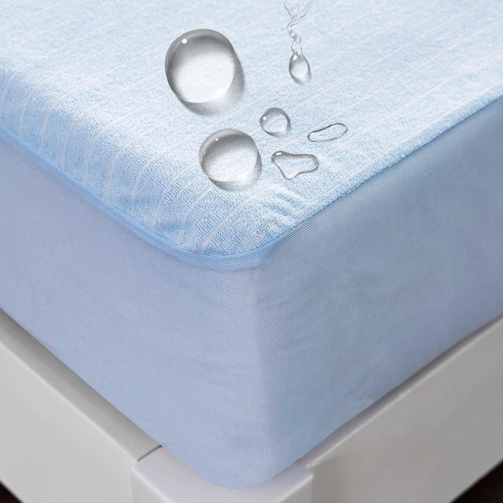 100% Cotton Towel Throw Fitted Sheet Waterproof Bed Sheet with Elastic Band for Double Bed Mattress Cover(Without Pillowcase)