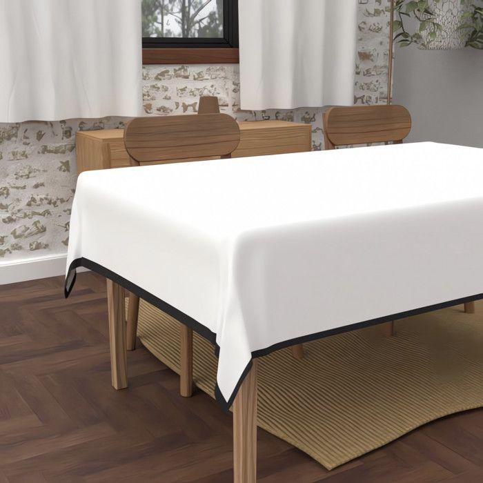 Rectangular Stain-resistant Tablecloth In Washed Microfibre 140x240 Cm BOHEME White, by Soleil d'Ocre