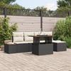 vidaXL 6-piece Garden Sofa Set with Cushions In Black Poly Rattan 3358796