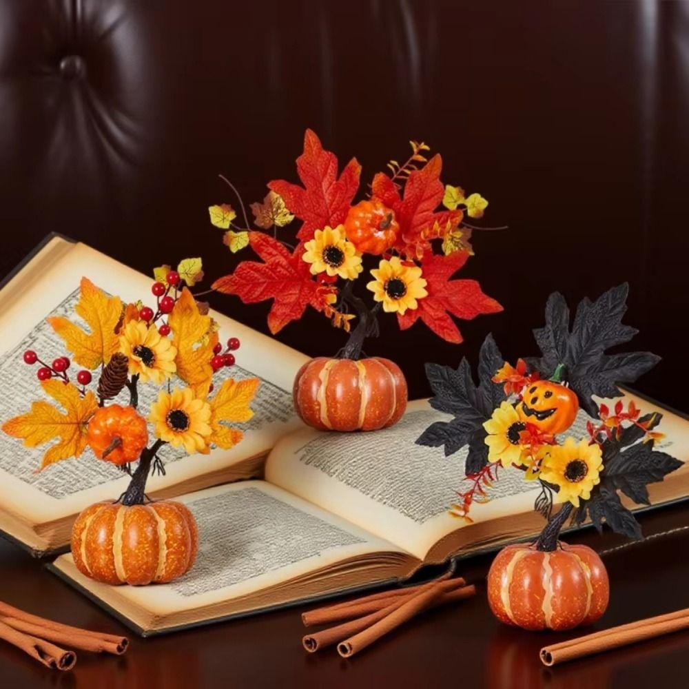 Simulated Flowers Halloween Table Decor DIY Artificial Pumpkin Bouquet Home Decoration