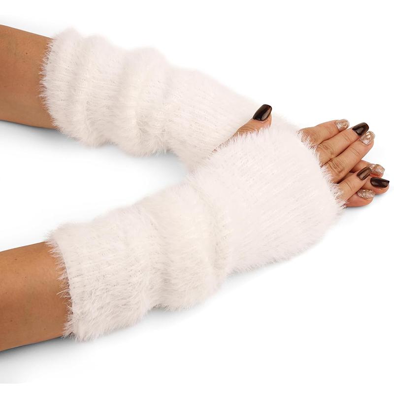 Botvotee Осень Зима Женские Митенки Бархат под норку Митенки без пальцев Y2K Нарукавники