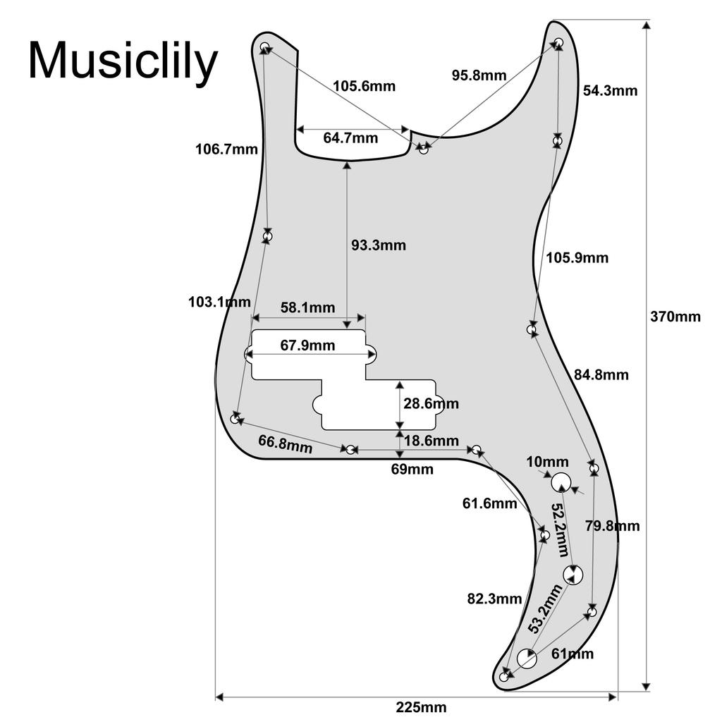 Musiclily Ultra 13 Hole PB Precision Bass Pickguard анодированный алюминиевый Fender American Standard Precision Bass черный Pickguard,