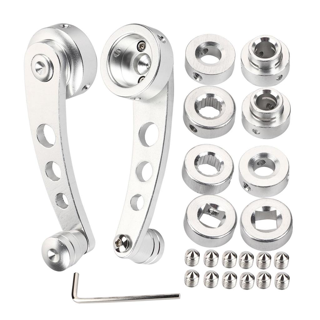 2-Piece Alloy Window Handle Riser Winder Crank for Classic Chevrolet Cars (Silver)