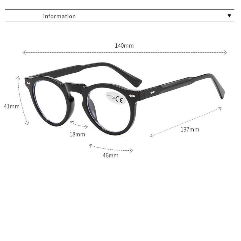 Fashionable Round-frame Reading Glasses High-definition Anti-blue Light Presbyopia Glasses High-end Full-frame Hyperopia Glasses