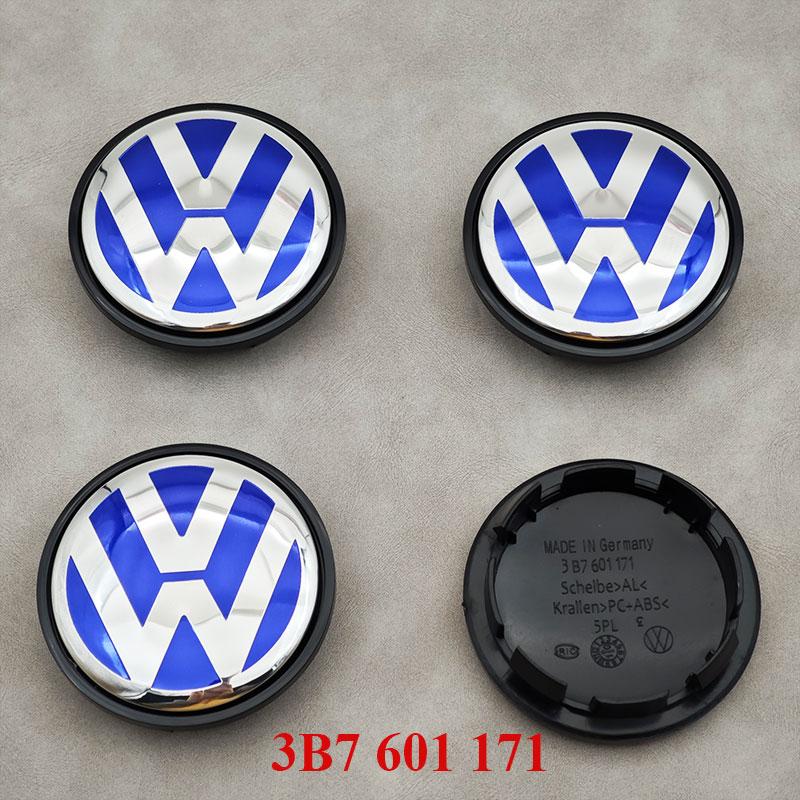 For VW Volkswagen Jetta MK5 Golf 4pcs 65mm Blue VW Car Wheel Center Caps For Volkswagen VW R GTI Golf 6 Passat CC Magotan Touran